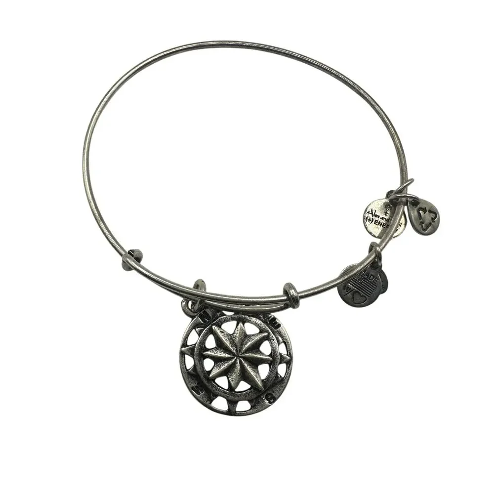 Alex + Ani Compass bracelet Silver tone Energy Charm Boho Casual